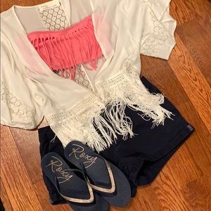 Ocean Drive Bubble Gum Pink Tube Top W/ Fringe